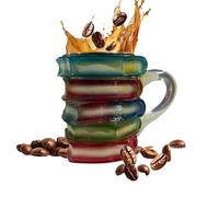 Coffee Travel Mug | Handmade 3D Colored Book Glass Tea Cup - Multifunctional Kitchen Accessory, Comfortable Grip Wine Drinkware Mugs for Whiskey Beer Juice