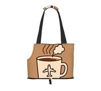 Coffee Travel Mug Pet Carrier Bag-Foldable Travel Tote For Small Dogs Cats, Portable Soft Sided Pet Crate With Seatbelt For Cat Puppy
