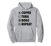 Coffee Tuba Dogs Repeat Life Simple Basic Icons Pullover Hoodie