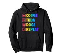 Coffee Tuba Dogs Repeat Life Simple Basic Icons Pullover Hoodie