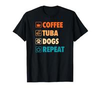Coffee Tuba Dogs Repeat Life Simple Basic Icons T-Shirt