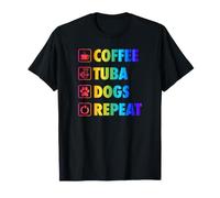 Coffee Tuba Dogs Repeat Life Simple Basic Icons T-Shirt