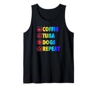 Coffee Tuba Dogs Repeat Life Simple Basic Icons Tank Top