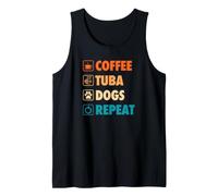 Coffee Tuba Dogs Repeat Life Simple Basic Icons Tank Top