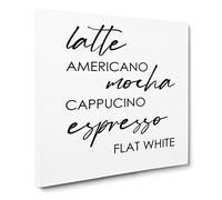 Coffee Types Modern Typography Quote Canvas Print | Gallery Wrapped 30mm Frame Wall Art | 20x20 inches | Ready to Hang | Modern Typography Picture | Living Room Bedroom Lounge Office