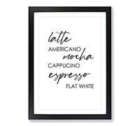 Coffee Types Typography Framed Print | A2 Black Framed Wall Art | Ready to Hang | Modern Food Picture | Living Room Bedroom Lounge Office