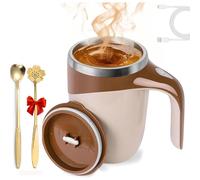 (Coffee) Upgrade Sel-f Stirring Mug, 350ml Rechargeable Stainless Steel Stirring Cup Coffee Blender Cup, Automatic Magnetic Stirring Coffee Mug with 2pc Spoon