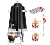 Coffee Urn With Fuel Holder, 3.5 Gallon/13L Stainless Steel Beverage Dispensers for Coffee Tea Hot Water, Hot Drink Dispenser with Stand, Chafer Urn with Spigot for Parties Catering (Painted Black)
