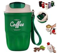 Coffee Vacuum Flask, Smart Temperature Display Stainless Steel Insulated Water Bottle, Leakproof Travel Coffee Mug with Lid and Strap, Portable Thermal Cup for Hot and Cold Drinks, 13 oz