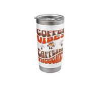 Coffee Vibes Caffeine Thoughts Retro Design Stainless Steel Insulated Tumbler