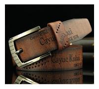 (coffee) Vogue Pin Buckle Belt Leisure Fashion Retro Hollow out Clothing Accessories Men's Belt Leather