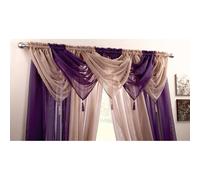 Alan Symonds Tassled Voile Swag Panel in Light Brown | Size: 76 cm width x 43 cm drop Alan Symonds Light Brown 76 cm width x 43 cm drop