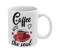 Coffee Warms The Soul Mug, But First Coffee Mug Funny Coffee Mug,Man Cave Prints,The Best Gift for Colleagues, Parents, and Grandparents, 110z Men and Women
