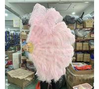 Coffee White Big Ostrich Feather Fan Fluffy 13 Bone Handheld Carnival Belly Dance Stage Performance Feather Fan Plumes DIY Craft-Light Pink-130CM 1PCS Right