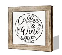 Coffee & Wine Served Daily Sign - Wooden Box Set for Home Bar & Kitchen Decor