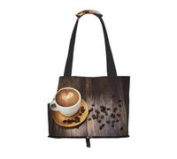 Coffee with Heart Pattern Patterned pet shoulder bag 26 * 34cm lightweight breathable travel pet bag weekend pet travel set