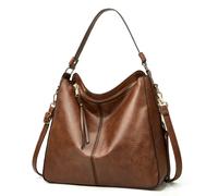 (coffee) Women's PU Leather Tote Large-Capacity Handbag & Shoulder Bag