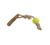 Coffee wood dog toy with rope and ball Nobby Pet
