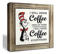 Coffee Wood Plaque Sign, I will Drink Coffee Everywhere, Box Wood Plaques Desk Décor, Rustic Coffee Wood Plaque, Home Décor Sign, Kitchen Sign, Coffee Station Decoration, Coffee Bar Decor 5.9×5.9inch