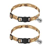 Coffee Words Beige Adjustable Pet Collar, 2 Pack Small Dog Collar with Bell