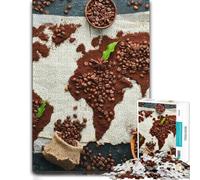 Coffee World Map Classic Wooden Puzzle for Adults, 300 Pieces | For home use: Adult Jigsaw Puzzle: puzzle gift for adults, quiet evening activity.