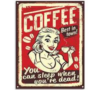 Coffee! You Can Sleep When You're Dead Metal Tin Sign Retro Wall Decor Vintage Tin Signs for Home Bar Coffee 8X12 Inch Inch