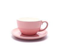 Coffeezone Americano Coffee Cup and Saucer Latte Art Cappuccino Barista Cups, New Bone China Coffee Shop (Glossy Pink, 8.5 oz)