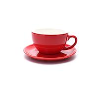 Coffeezone Americano Cup and Saucer, 3 Capacity to Choose Latte Art Cappuccino for Coffee Shop and Barista (Glossy Red, 8.5 oz)