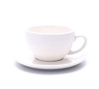 Coffeezone Latte Art Ceramic Cup and Saucer Cappuccino Fine Porcelain, Mate for Coffee Shop and Barista (Glossy White, 10.5 oz)