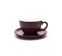 Coffeezone Latte Art Cup and Saucer Cappuccino & Americano, New Bone China, Mate for Coffee Shop and Barista (Matte Brown, 8.5 oz)