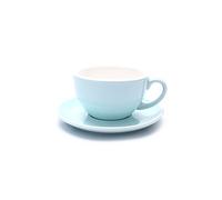 Coffeezone Latte Art Latte Cappuccino Cup and Saucer, Great Cup Shape for Coffee Shop and Barista, Ceramic (Bright Light Blue, 10.5 oz)