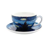 Coffeezone Vincent Van Gogh Art The Starry Night Porcelain Cappuccino Coffee Cup Saucer (Cappuccino 7.5 oz)