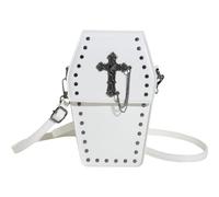 Coffin Crossbody Bag Halloween Shoulder Purse Cell Phone Bag Pu Leather Y2k Messenger Bag Versatile Bag for Men Women