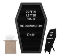 Coffin Felt Letter Board, Gothic Decor Bulletin Board for Table Top or Wall, Coffin Message Board with Pins, Gothic Decor for Home, Office, Bistro and School(Letter)