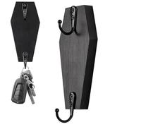 Coffin Hook Coffin Wall Hooks - Coffin Towel Hooks, Scary Gothic Home Decoration for Wall - Halloween Black Wooden Hanger for Keys, Cups, Purse, Towel, Clothes