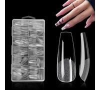 Coffin Nail Tips- SanFangyue Acrylic Nail Kit, 504Pcs Soft Gel Full Cover Tips for Soak Off Gel X Nail Extensions kit - False Nails 12 Sizes