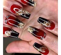 Coffin Press On Nails Glitters Fake Stick On In 12 Sizes 24Pcs French Tips For Art Decorations Design False Nail