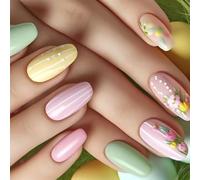 Coffin Press On Nails Glossy Fake Nails Stick On In 12 Size 24Pcs French Tips For DIYS Art Decorations Design False Nail