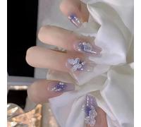 Coffin Press On Nails Glossy Fake Nails Stick On Nails In 12 Size 24Pcs French Nails Tips For DIYS Nails Art Decorations