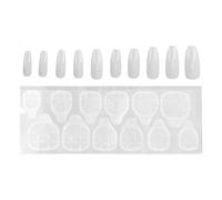 Coffin Press On Nails Long Full Cover False Nails Professional Salon Quality Safe ABS Material DIY Nail Art Kit For Women Girls Weddings Parties 10PCS White Transparent 12 Jelly (N5342-02)