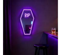 Coffin Shape RIP Neon Sign, USB Powered Dimmable Decorative Neon Light for Haunted House Gothic Spooky Theme Wall Table Decor Horror Party Gifts 19.9 x 12.2 In