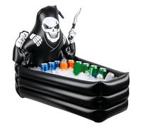 Coffin Shaped Inflatable Cooler | Skeleton Coffin Ice Bucket Decoration 35" | Halloween Inflatable Fridge | for Birthday Theme Party in Garden and Lawn