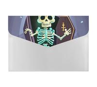 Coffin Skeleton Expanding File Folder 6 Pockets Accordion File Organizer Portable Letter A4 Size Folders with Snap Closure for Document Paper Receipt Office Supplies