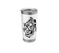 Coffin Skull Flames Last Sleep Death Tattoo Flash Stainless Steel Insulated Tumbler