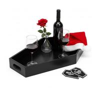 Coffin Tray - Coffin Charcuterie Board, Coffin Tray Spooky Serving Platter for Party, Haunted Table Centerpiece, Wooden Coffin Decor Gothic Haunted House Halloween Decor, Medium (13.7" L x 8.8" W)