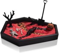 Coffin Zen Garden for Desk 7" x 9" Mini Zen Garden Kit Accessories for Office Coffin Spooky Decor Tray Gifts Gothic Decor Gift for Man Women