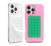 COFFKER 2 Pack Silicone Suction Cup Phone Case Mount Double-Sided, Hands-Free Strong Grip Holder for iPhone and Android, Sticky Phone Stand for Selfies and Videos, Emerald Green+Transparent
