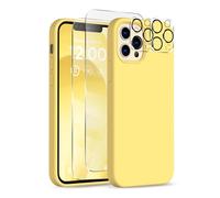 COFFKER for iPhone 12 Pro Max Case, [2X Camera Protector + 2X Screen Protector], Full-Body Silicone Shockproof Protective Cover, Microfiber Lining Phone Case for iPhone 12 Pro Max 6.7", Yellow