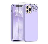 COFFKER for iPhone 12 Pro Max Case, [2X Camera Protector + 2X Screen Protector], Full-Body Silicone Shockproof Protective Cover, Microfiber Lining Phone Case for iPhone 12 Pro Max 6.7", Light Purple