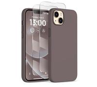 COFFKER for iPhone 13 Phone Case with [2X Screen Protectors], Liquid Silicone Shockproof Protective with Soft Anti-Scratch Microfiber Lining Slim Thin Case for iPhone 13 6.1 inch, Coffee Brown